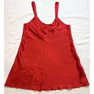 Oscar De La Renta Pink Label Satin Slip Chemise M Red Nightie Valentine Christma